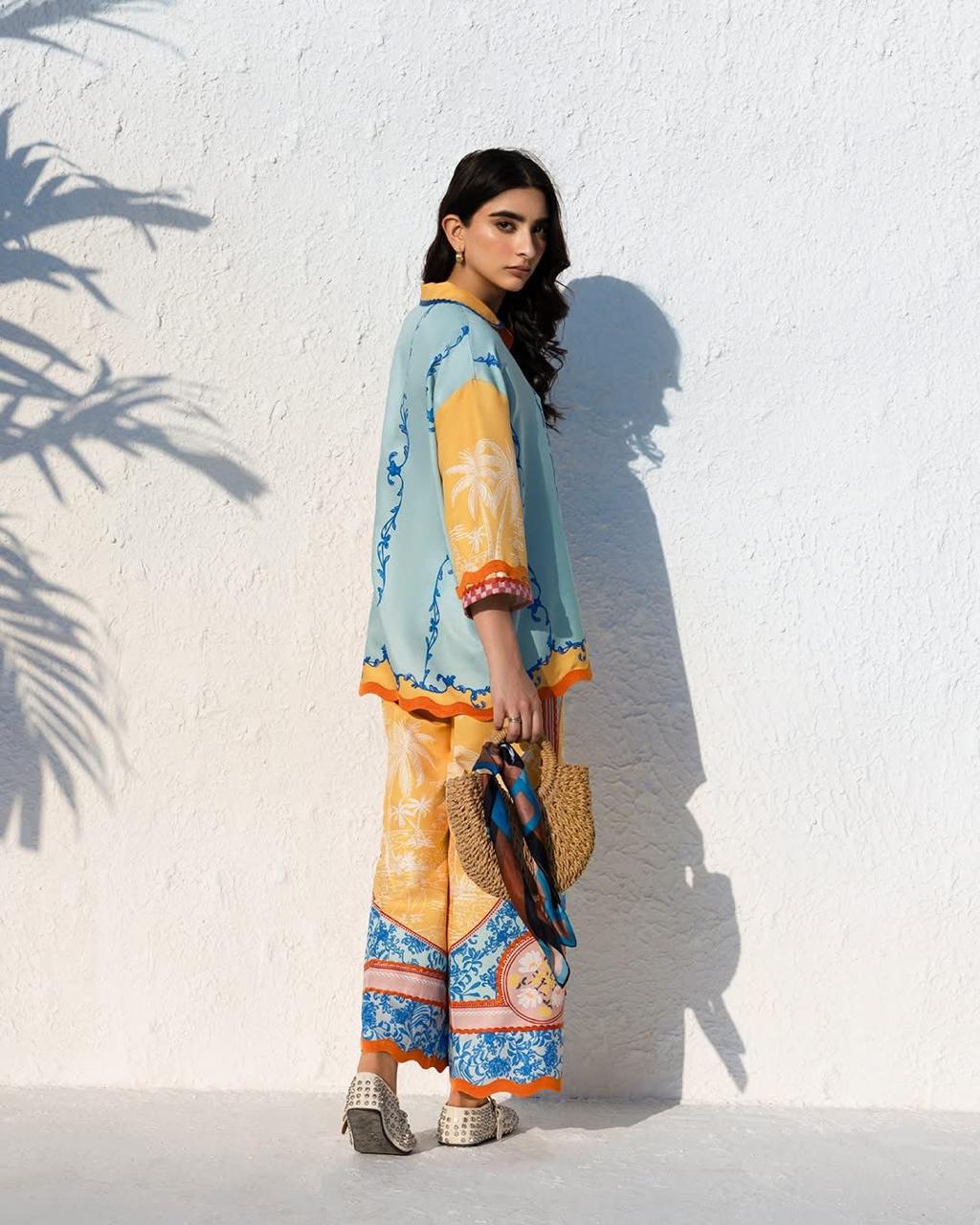 2 Piece Printed Stitched