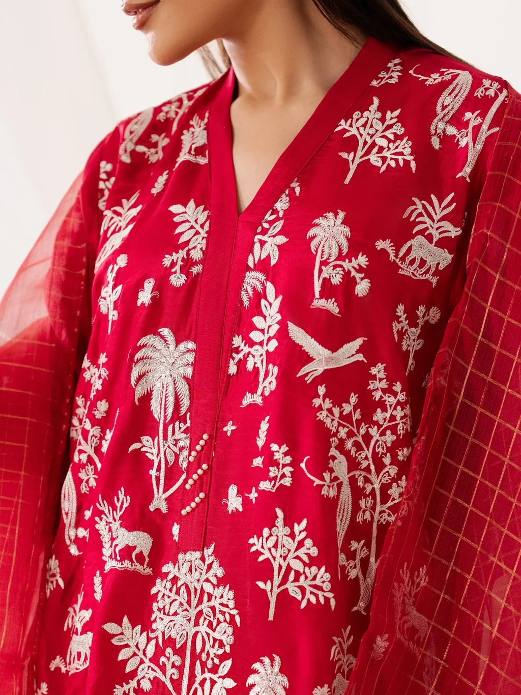Embroidered Silk Suit