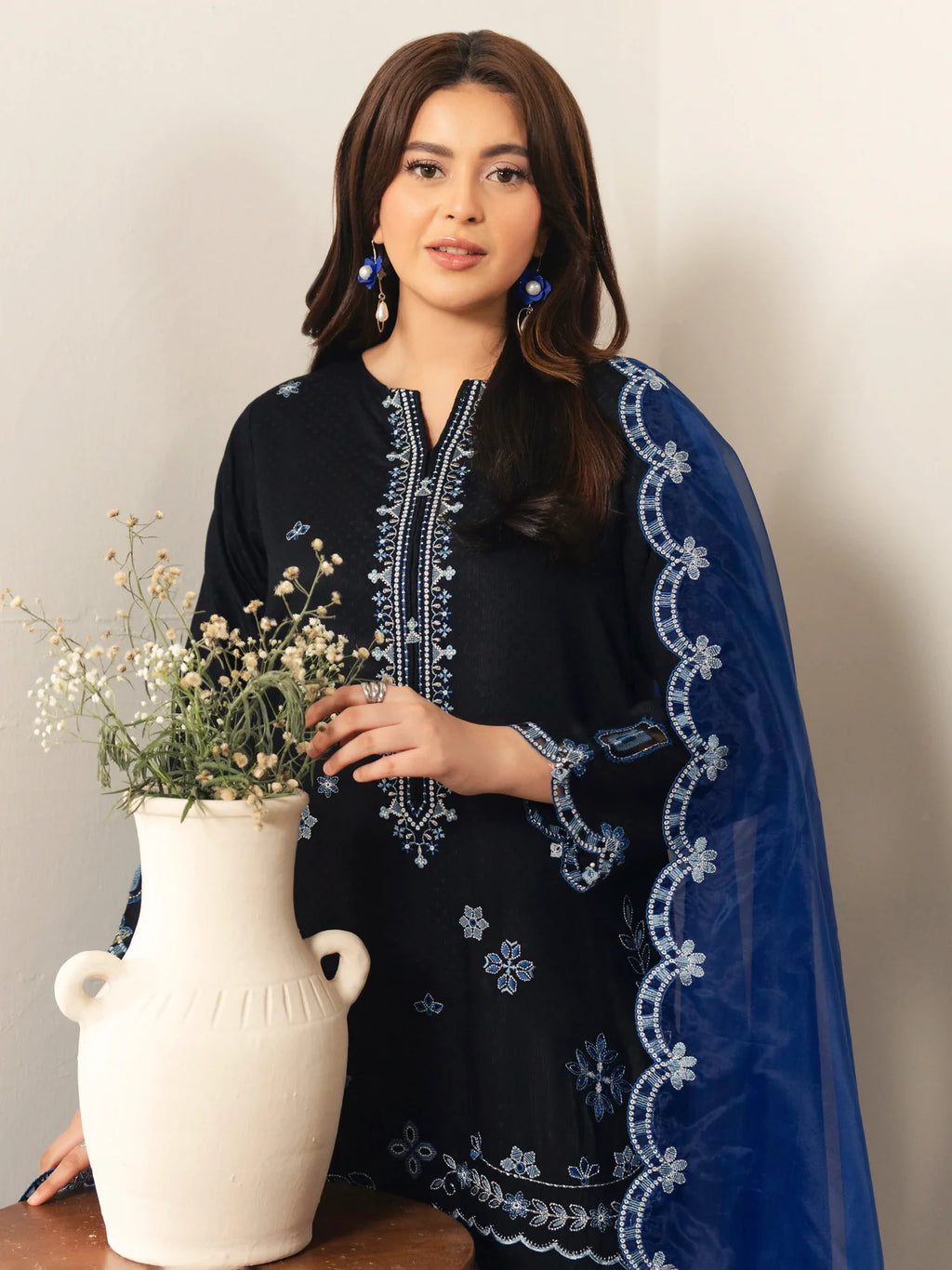 Embroidered Viscose Suit