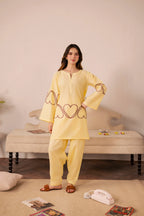 Heart Embroidered Dress - 05 Butter Yellow