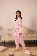 Heart Embroidered Dress - 02 Baby Pink
