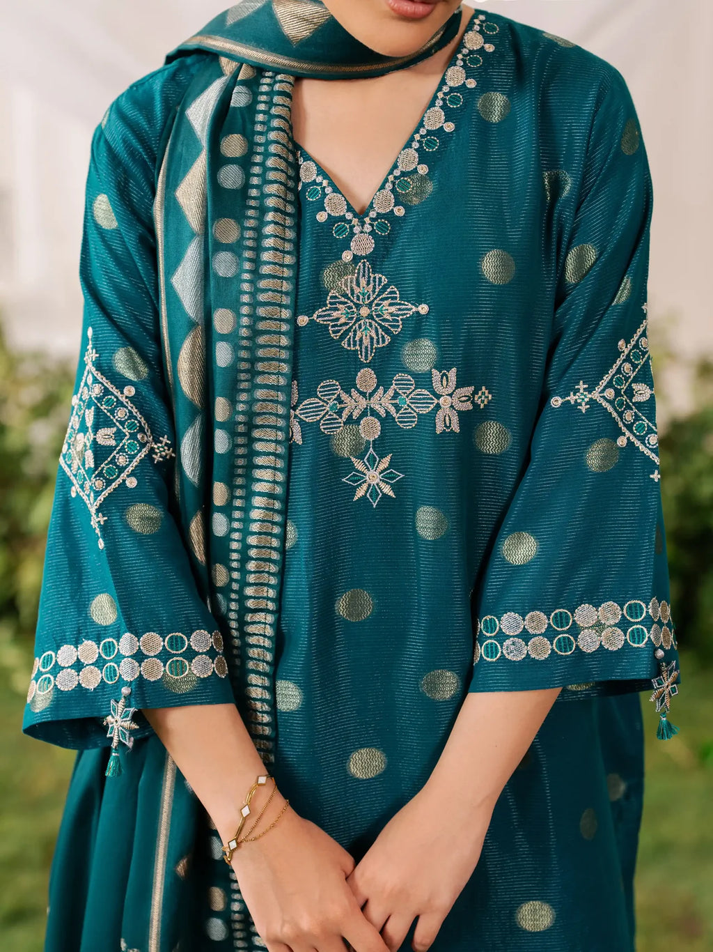 Embroidered Jacquard Suit