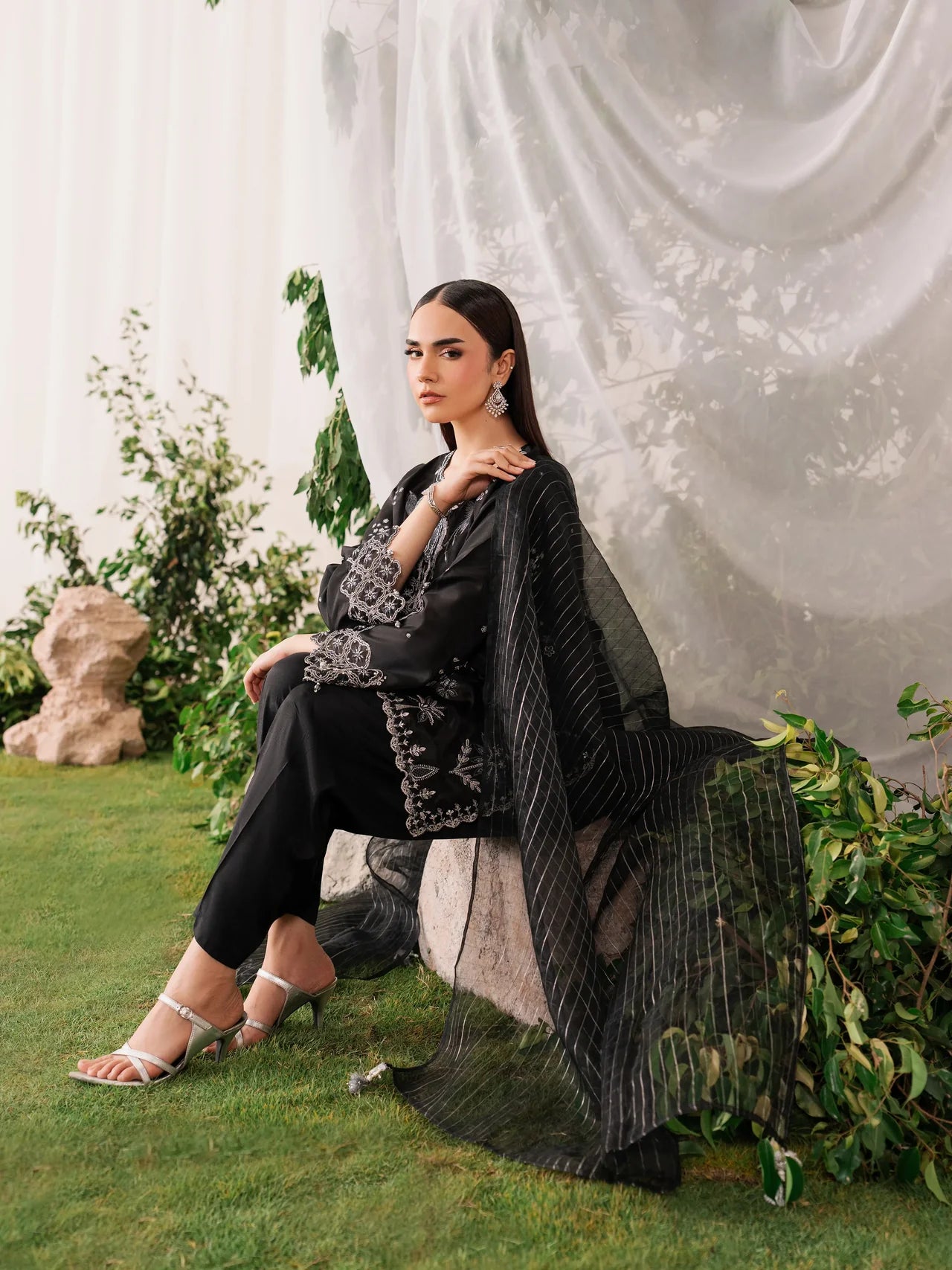 Embroidered Silk Suit