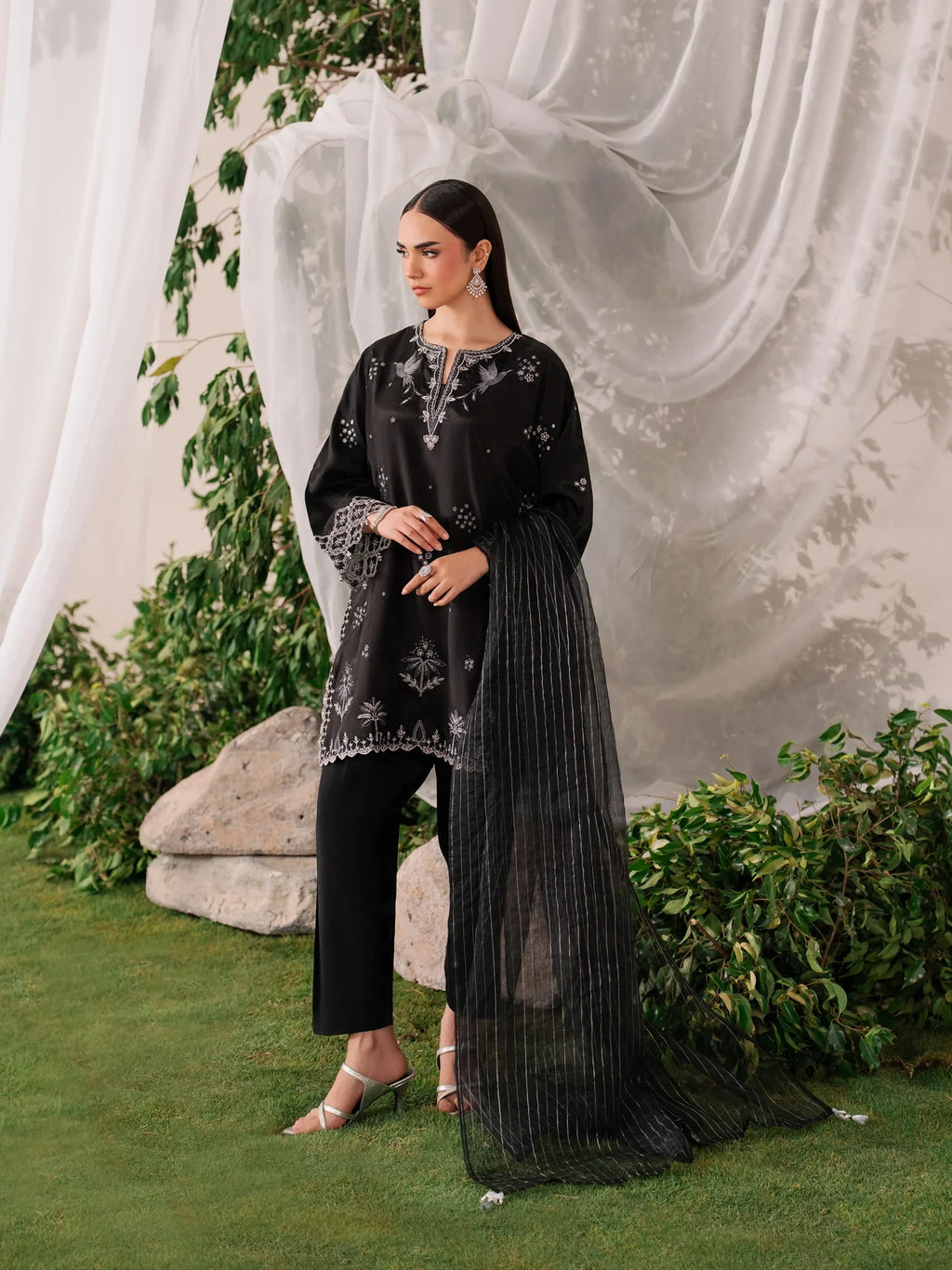 Embroidered Silk Suit