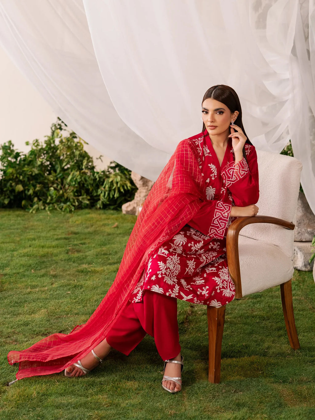 Embroidered Silk Suit