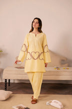 Heart Embroidered Dress - 05 Butter Yellow