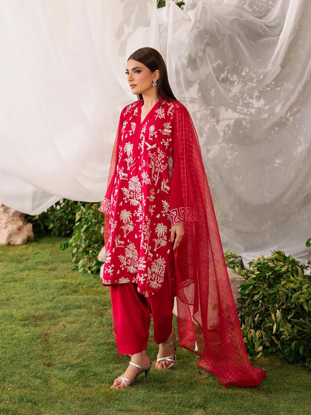 Embroidered Silk Suit