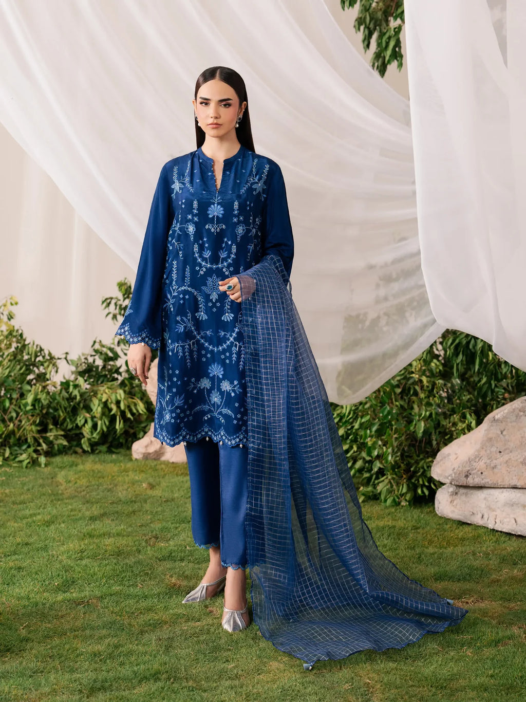 Embroidered Silk Suit