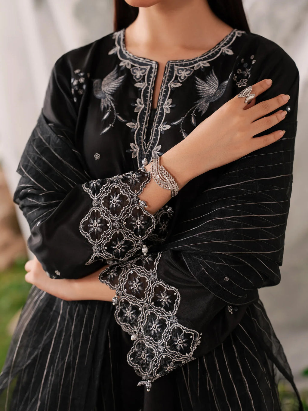 Embroidered Silk Suit