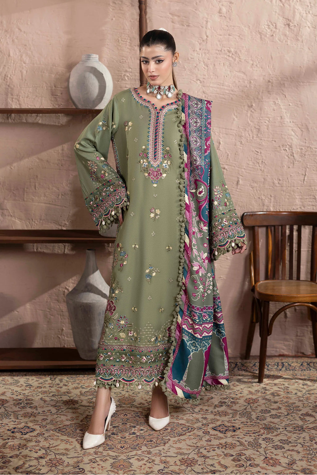 Embroidered Dhanak