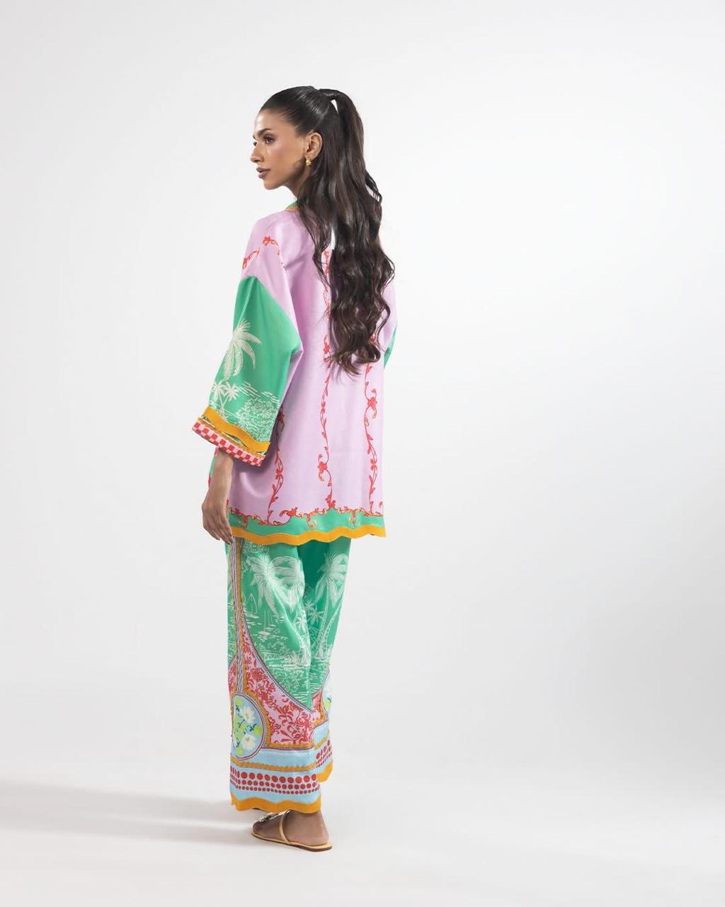2 Piece Printed Stitched
