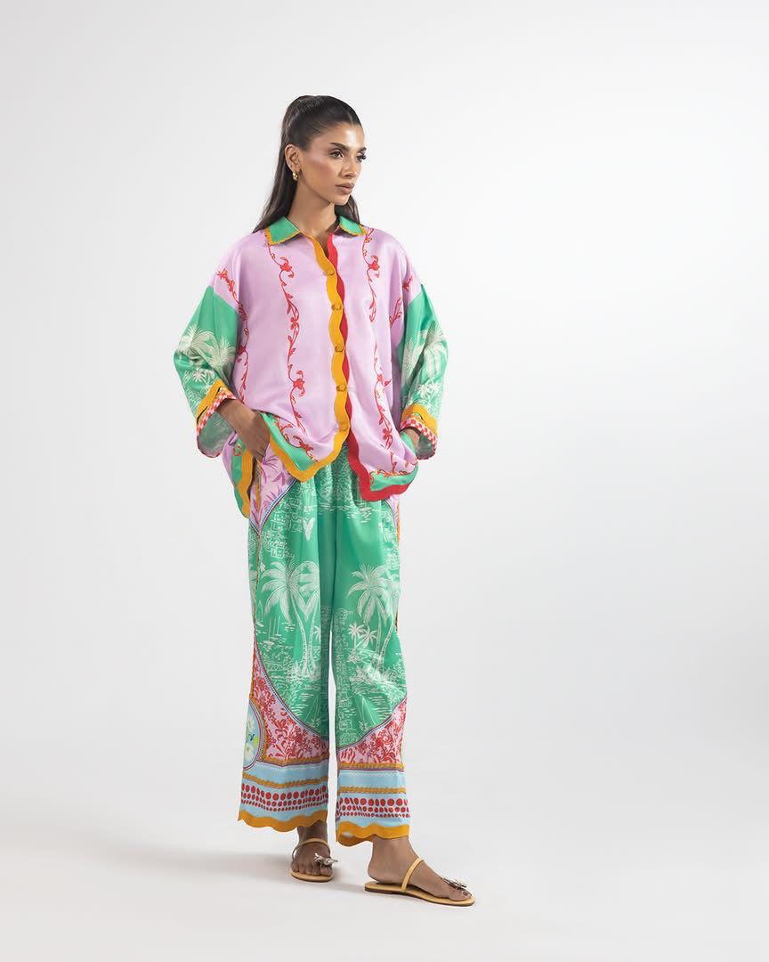 2 Piece Printed Stitched