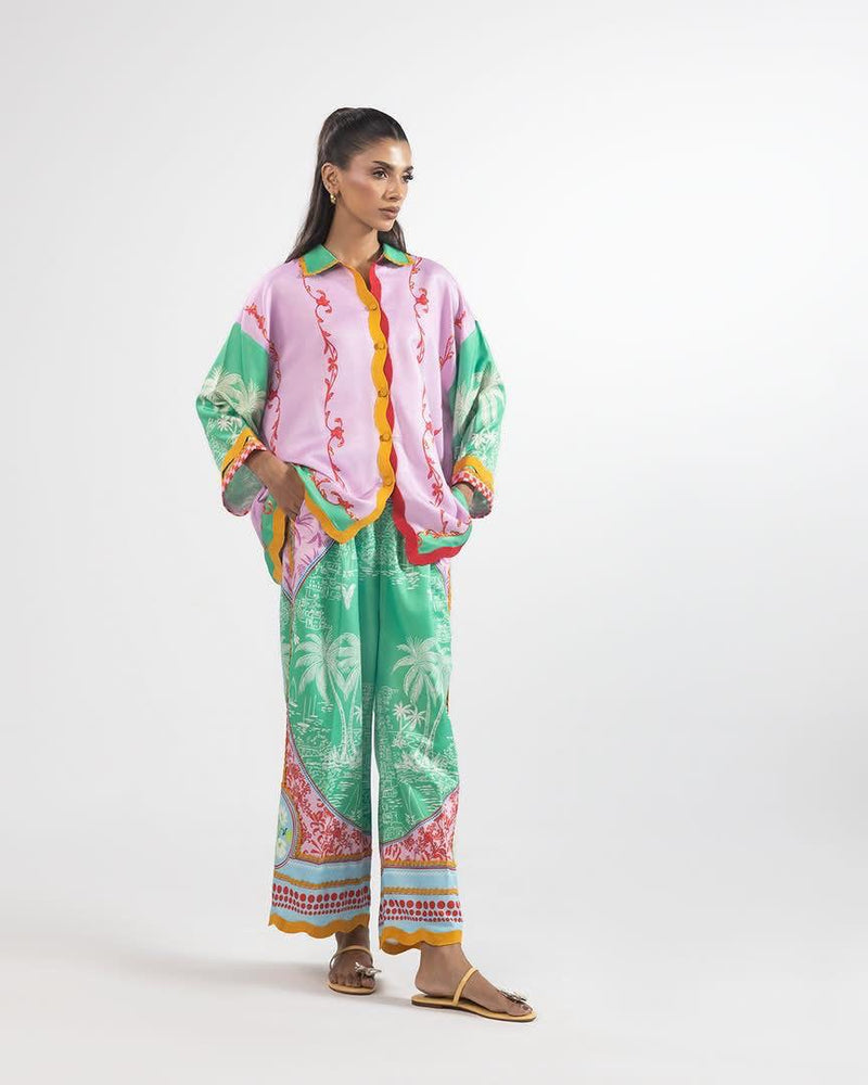 2 Piece Printed Stitched