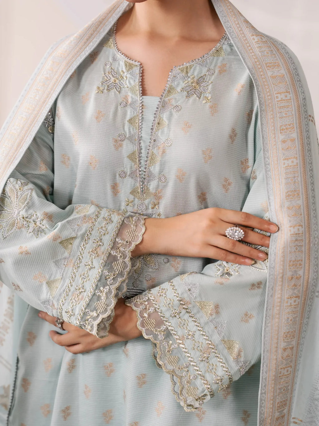 Embroidered Jacquard Suit