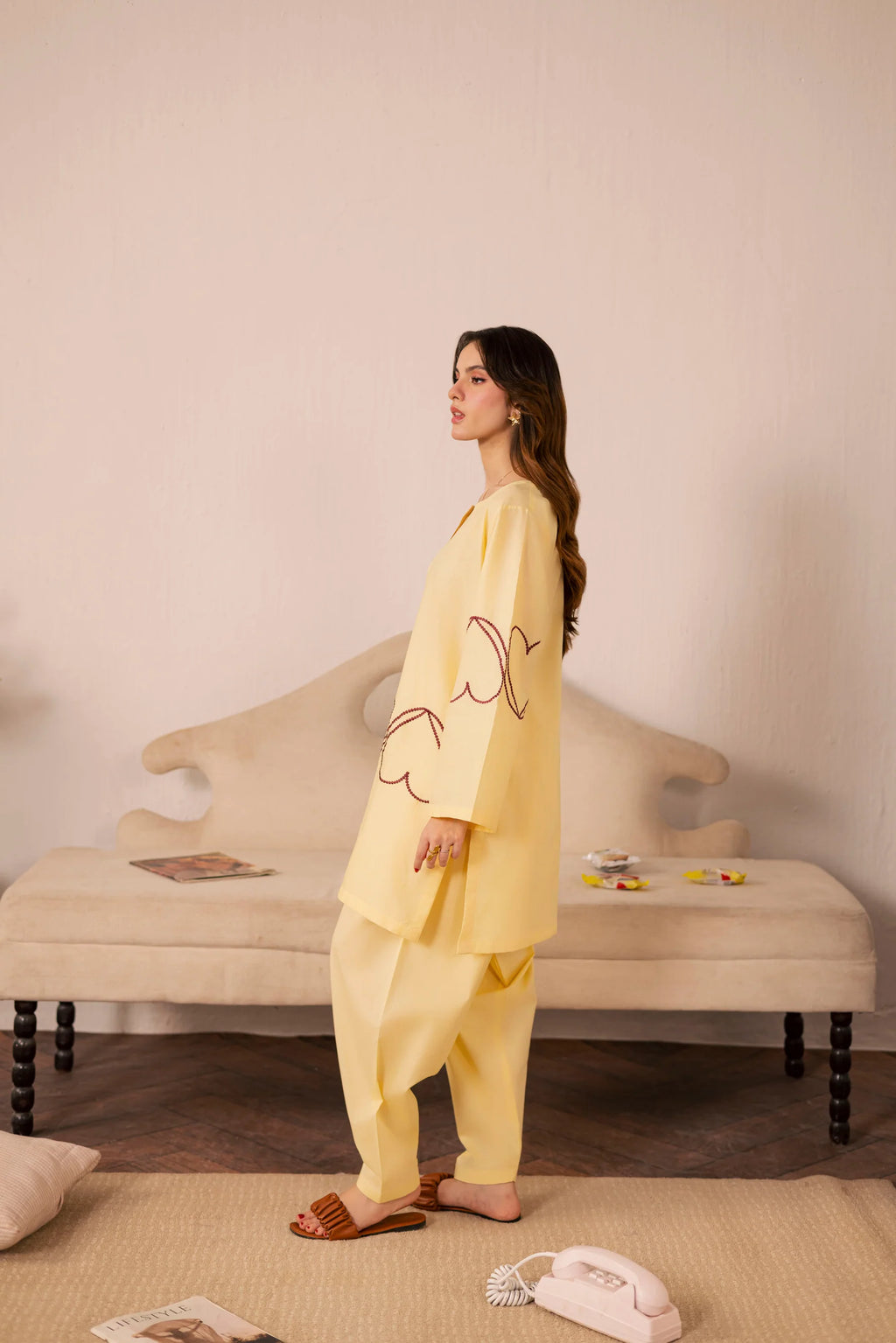 Heart Embroidered Dress - 05 Butter Yellow