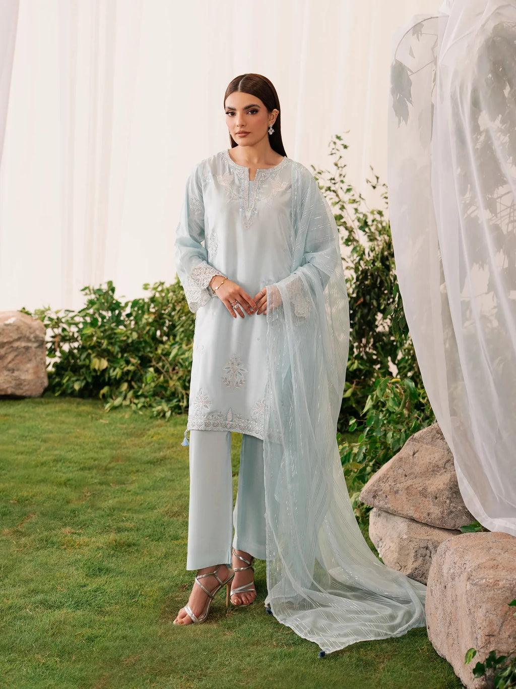 Embroidered Silk Suit
