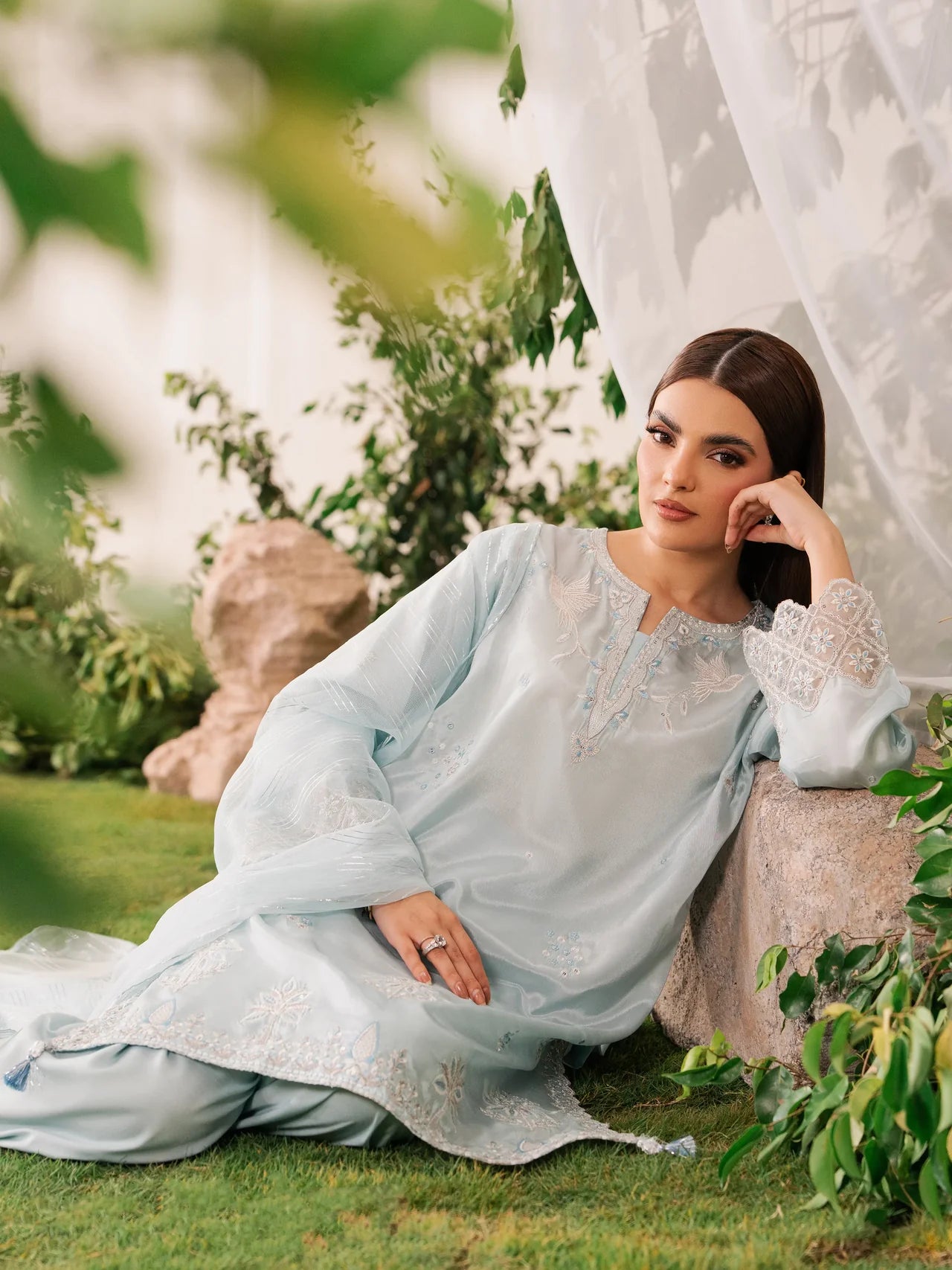 Embroidered Silk Suit