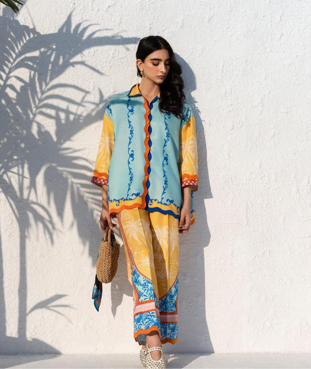 2 Piece Printed Stitched