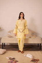 Heart Embroidered Dress - 05 Butter Yellow