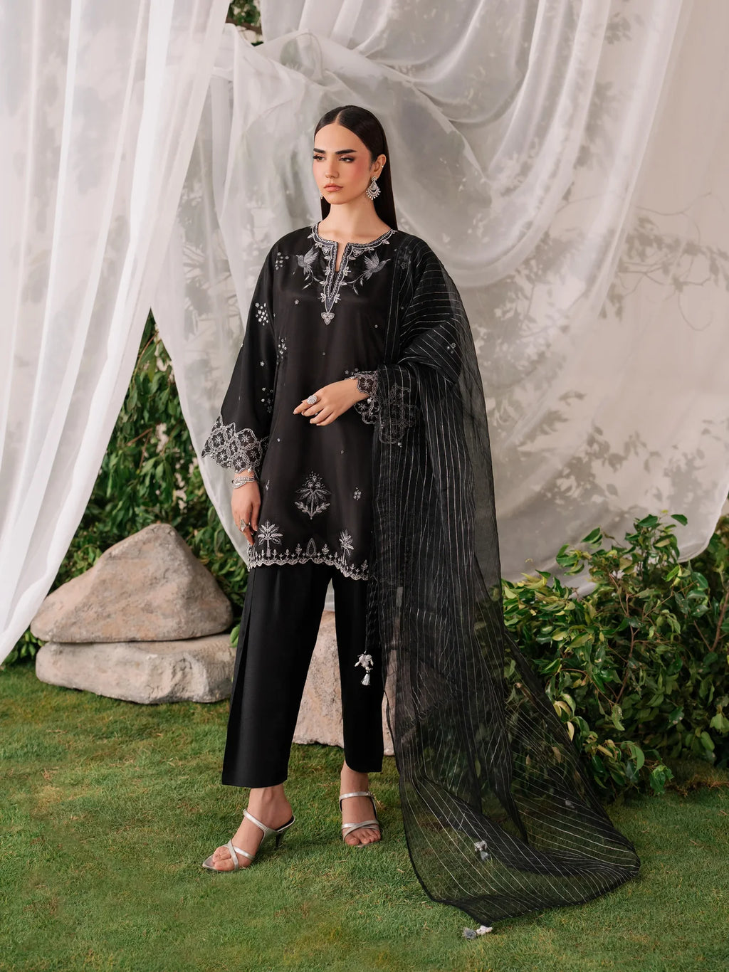Embroidered Silk Suit