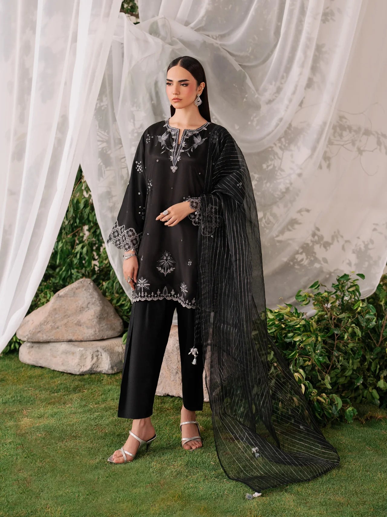 Embroidered Silk Suit